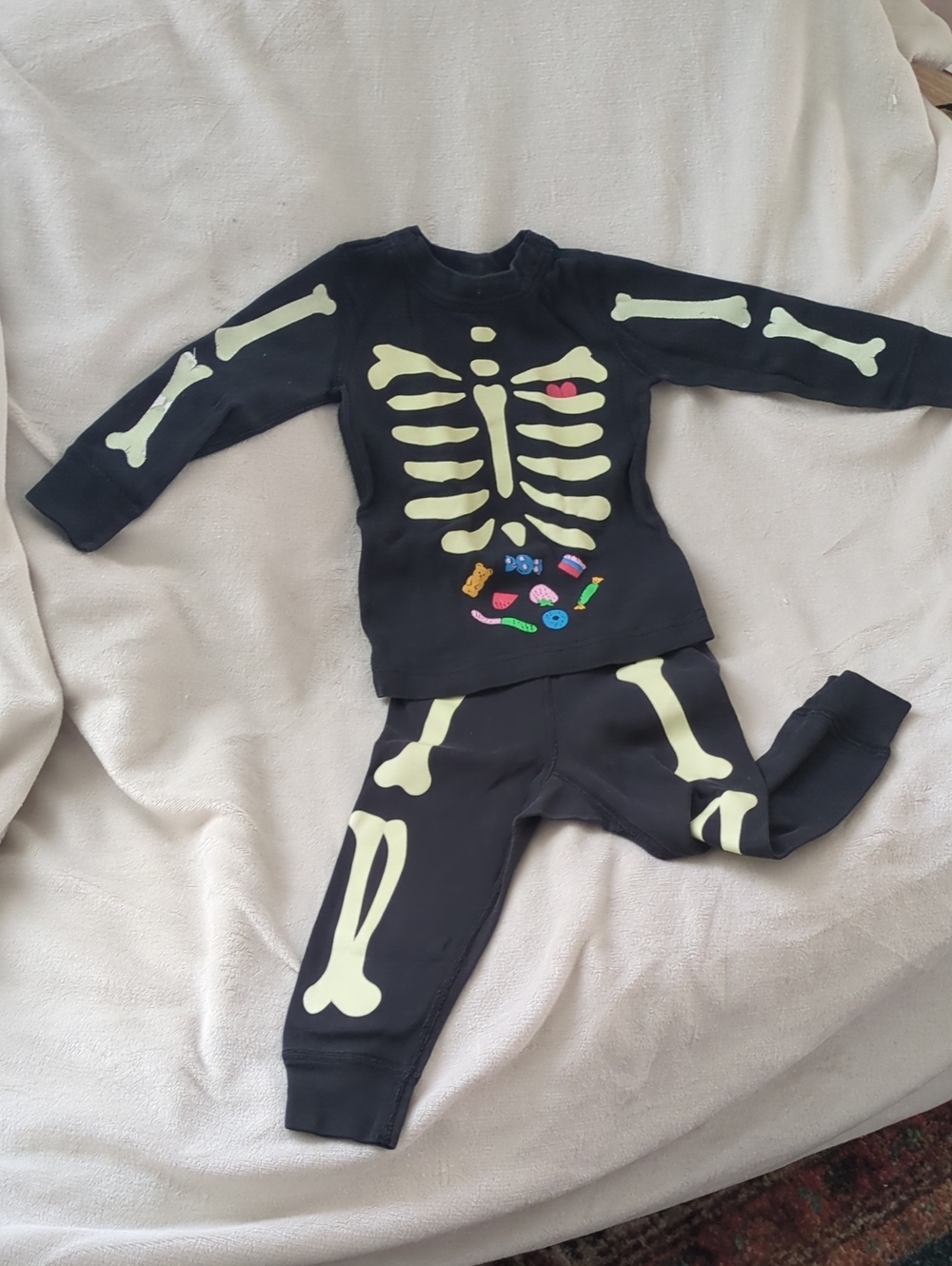 Hanna Andersson Skeleton Pajama Set Black & Yellow Boys 2T